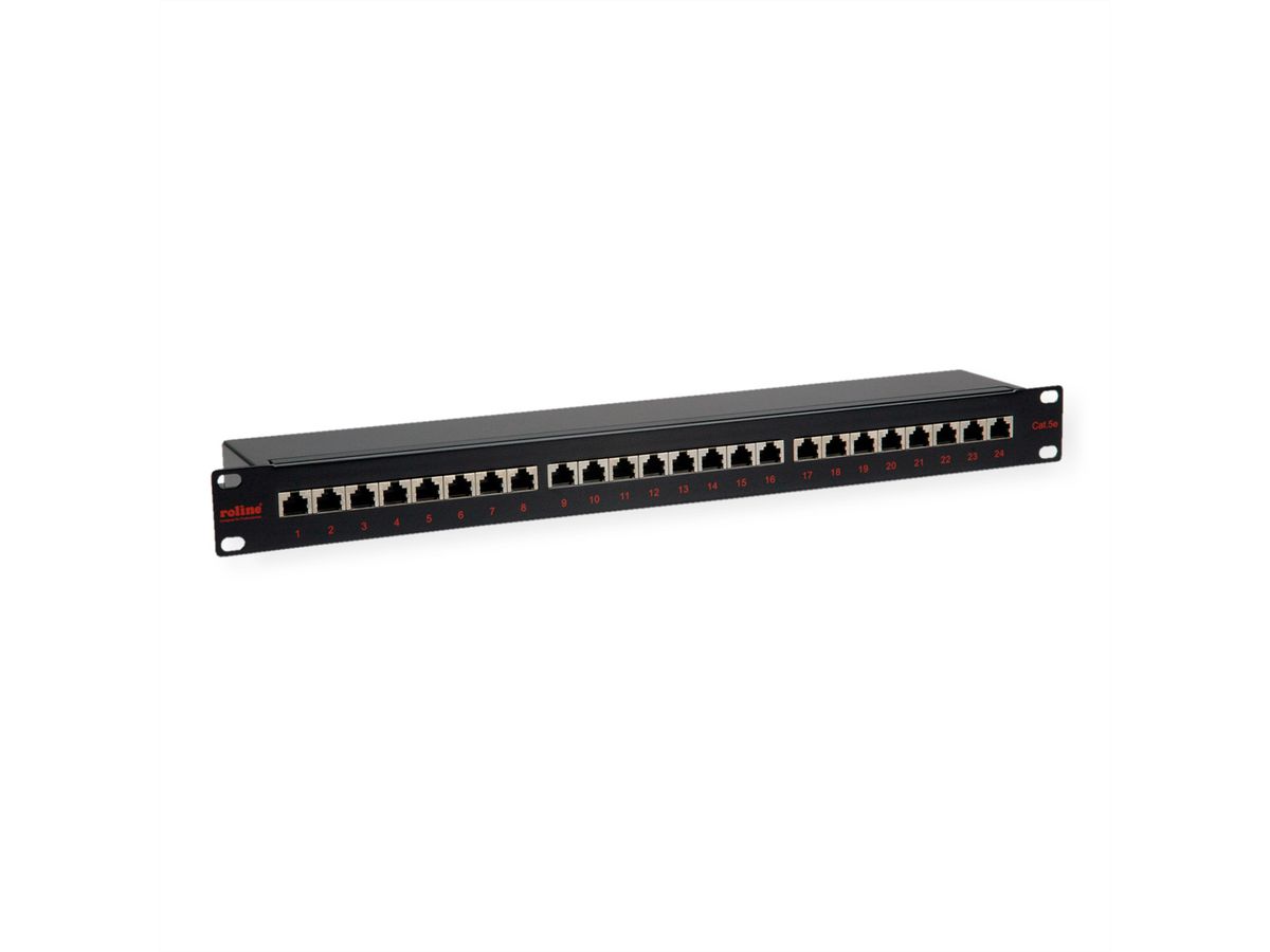ROLINE 19-Zoll-Patchpanel 1 HE, 24 Ports, Cat.5e (Class D), schwarz