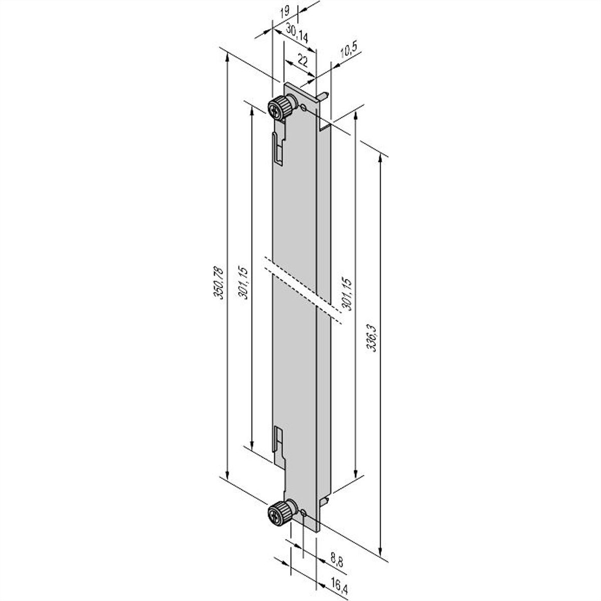 SCHROFF AdvancedTCA Face avant, renforcée avec charge de ressort pour IEA 8 U, 6 CV, 1 mm, profilé alu