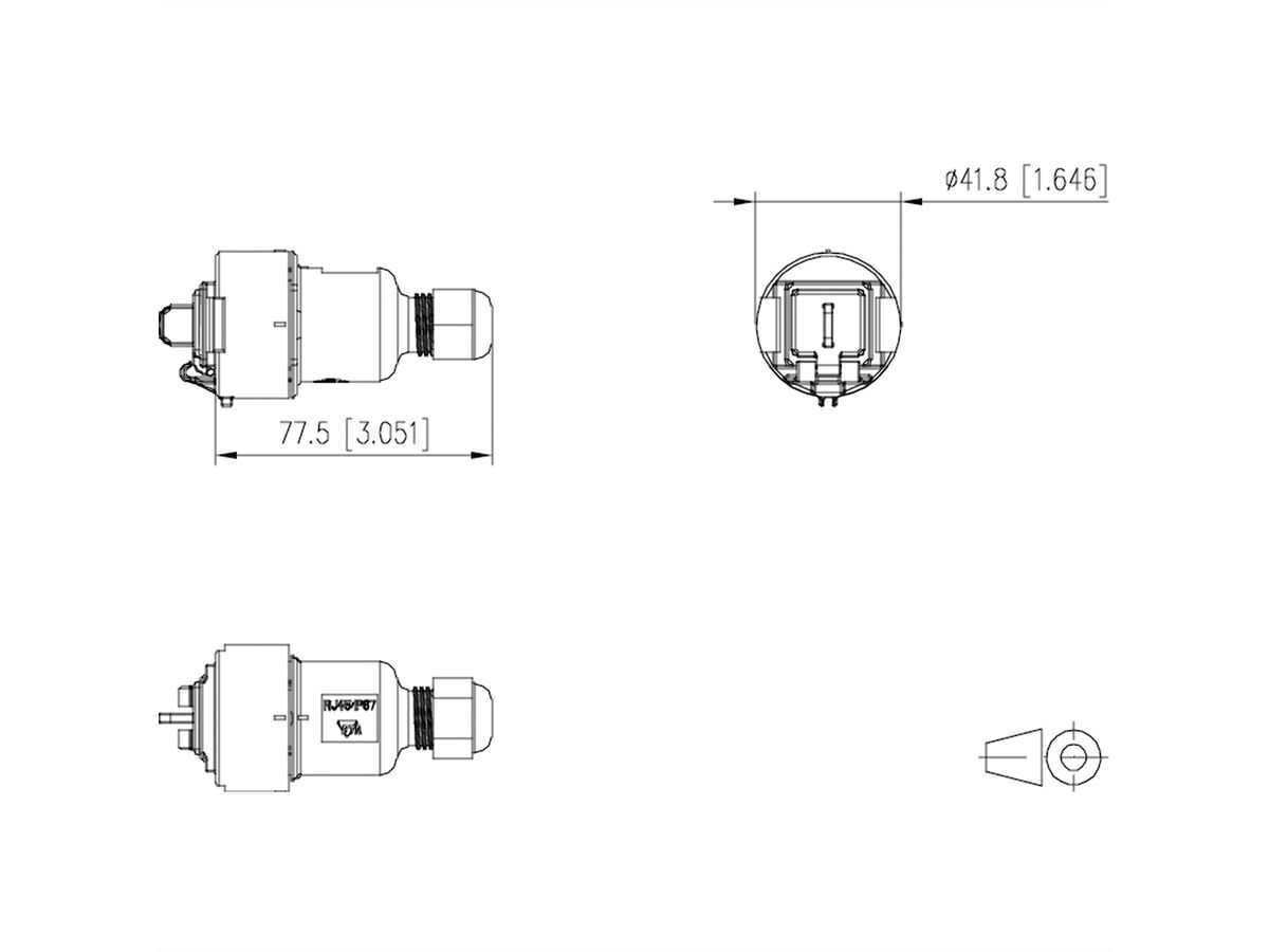 METZ CONNECT E-DAT Industry IP67 V6 Coupleur de câbles, 1 port Cat.6A - C6Amodul