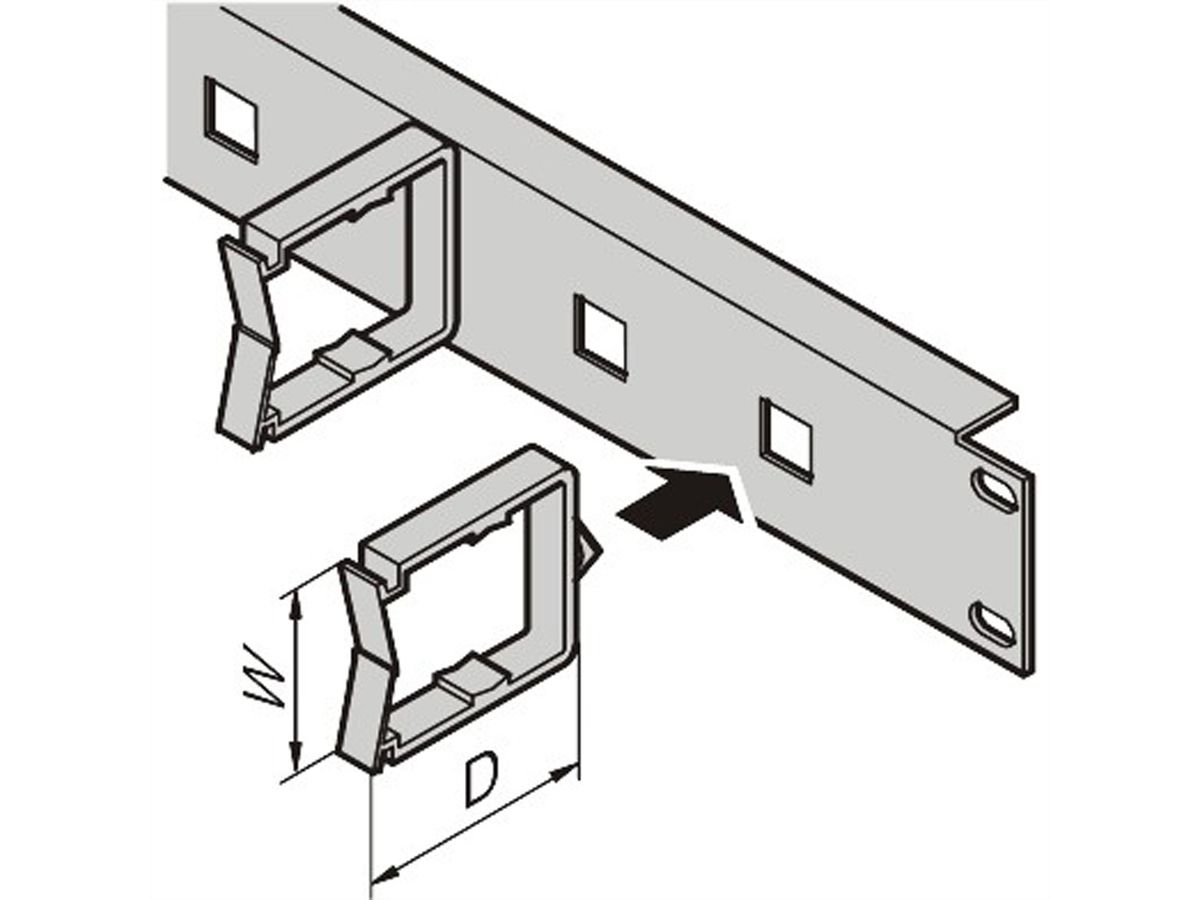 SCHROFF 19"-Frontplatte mit Kunststoff-Kabelösen - FRTPL.1HE M.KABELOESEN 38X25