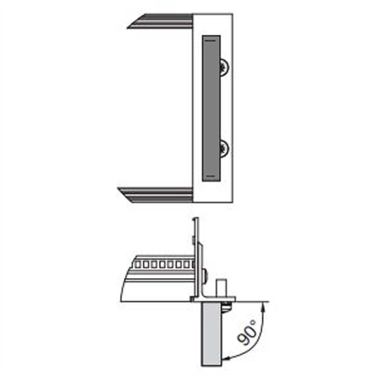 Poignée avant monobloc SCHROFF, largeur 12,2 mm, noir anodisé, 249 mm