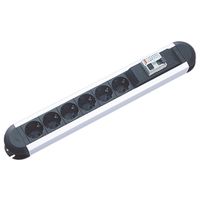 BACHMANN PRIMO RCD Steckdosenleiste 6x Schutzkontakt 1xRCD Schutz, Aluminium, 2 m