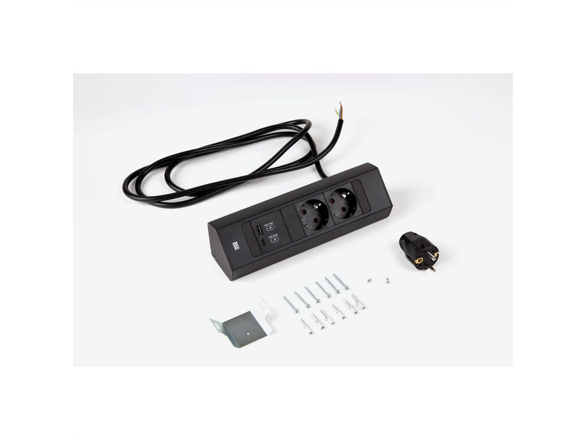 BACHMANN CASIA2 2xCEE7/3 1xUSB A/C 22W 2,0m AEH SW