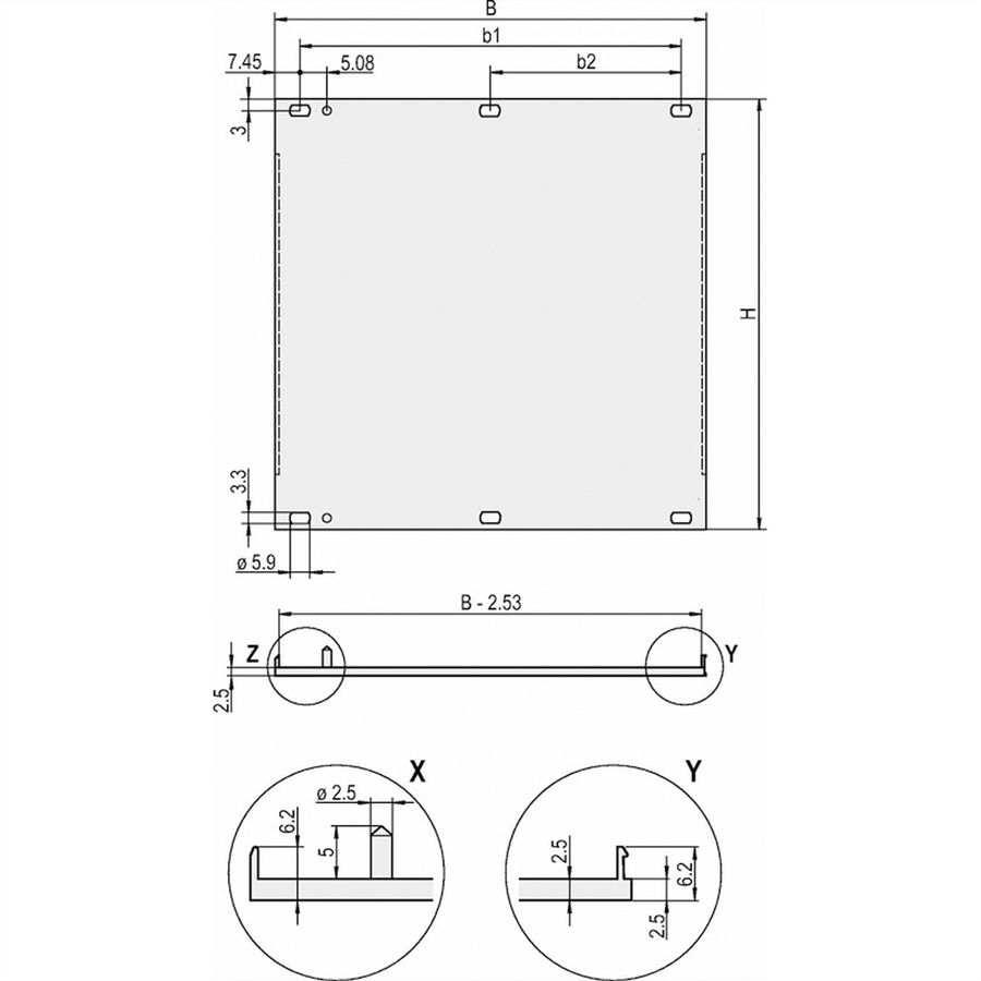 SCHROFF Frontplatten, U-Profil, schirmbar - TEILFRONTPLATTE 3HE 10TE