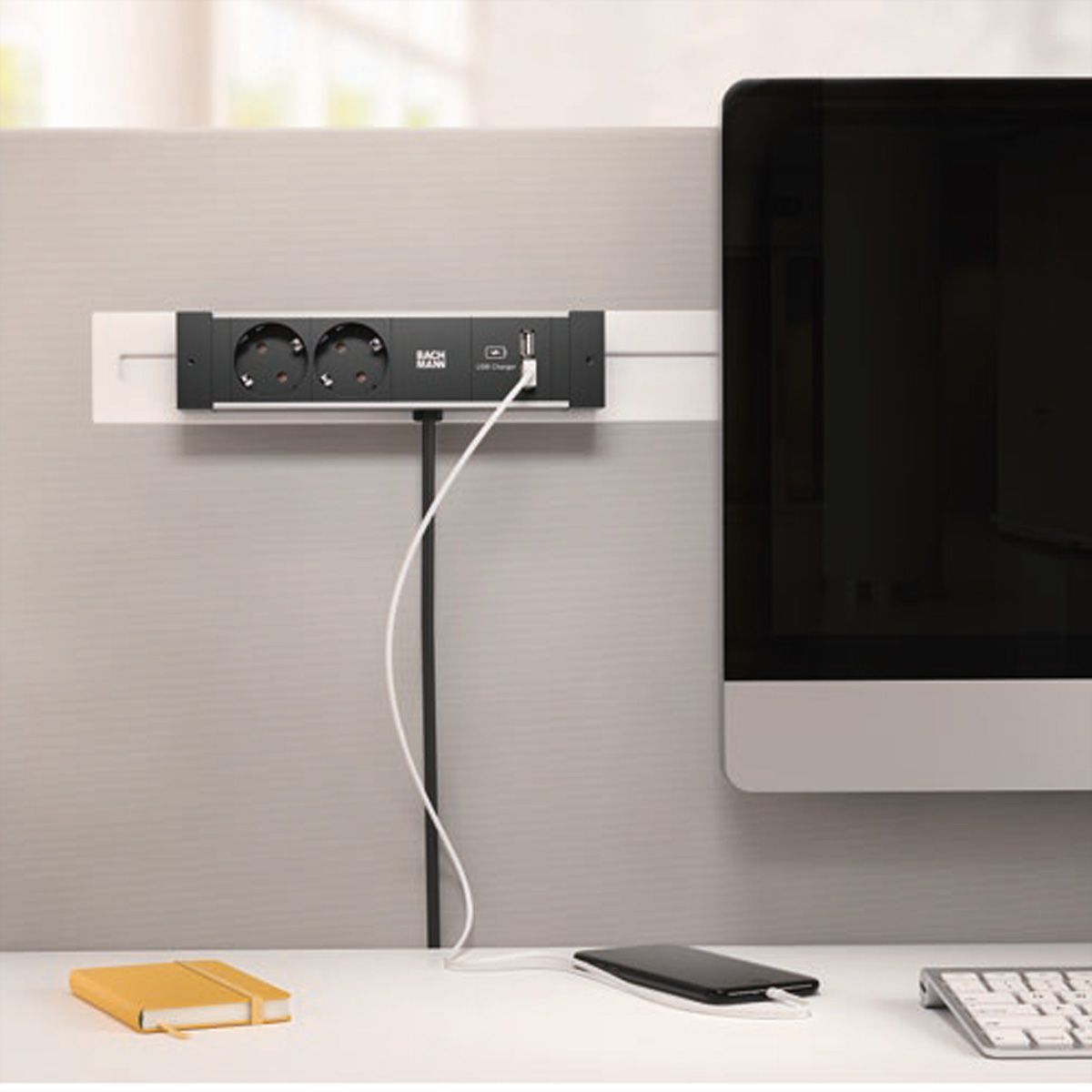 BACHMANN DESK RAIL 2x Schutzkontakt 1x USB Charger