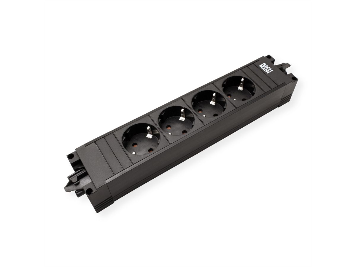 BACHMANN STEP BASE 4xCEE7/3 GST18, CEE 7/7 fiche de contact de protection C19 0,75m, noir
