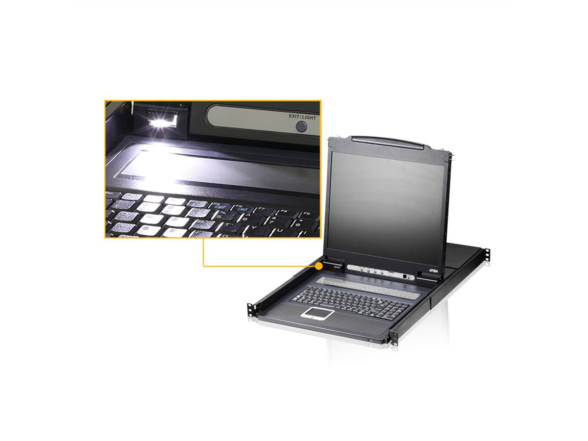ATEN CL1308N Commutateur KVM, 48cm TFT, VGA, PS/2-USB, 8 ports, FR-Layout