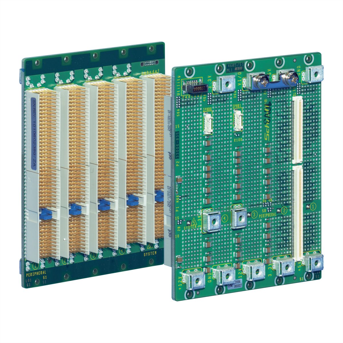 Carte-mère CPCI SCHROFF, Slot Right, 3 U, 4 slots, 64-Bit, 5 V VI/O