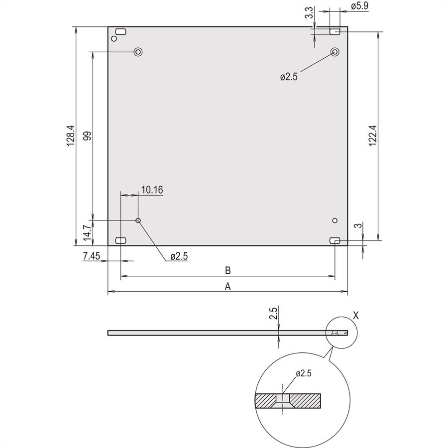 SCHROFF HF Frame Type Plug-In Unit Face avant, 3 U, 14HP, 2,5 mm, alu, anodisé avant, conducteur arrière