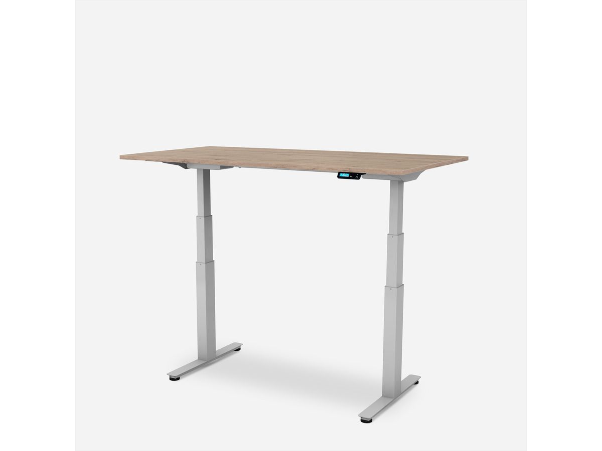 WRK21 Schreibtisch Work 120 x 80 cm, Höhenverstellbar, Kendal Eiche / Grau