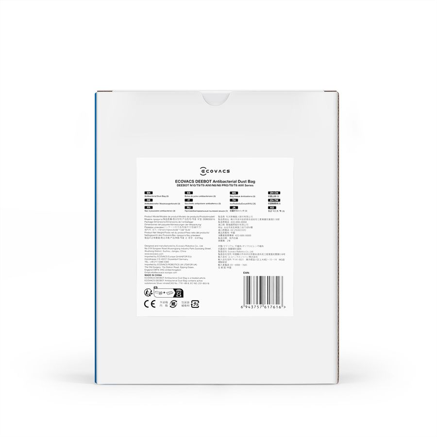 Ecovacs Staubbeutel 3er Pack, zu T8+/N8+, N8+/T9+, Deebot, 2.5L