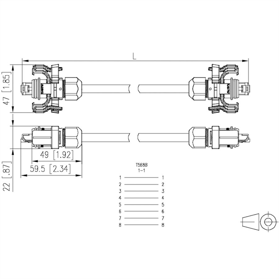 METZ CONNECT E-DAT Industry Patchkabel V6, IP67 - IP67, 20 m