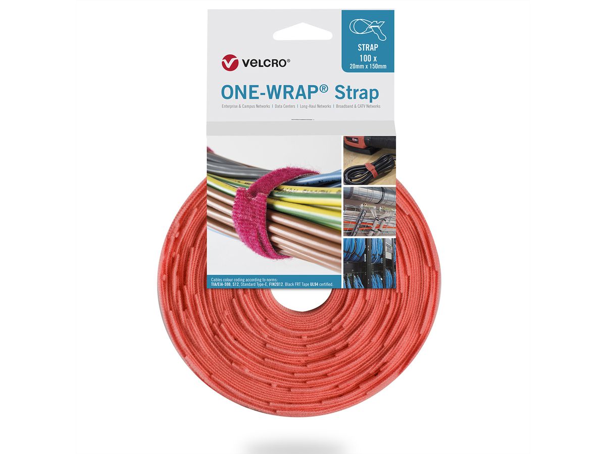 VELCRO® One Wrap® Strap 25mm x 300mm, 100 Stück, orange