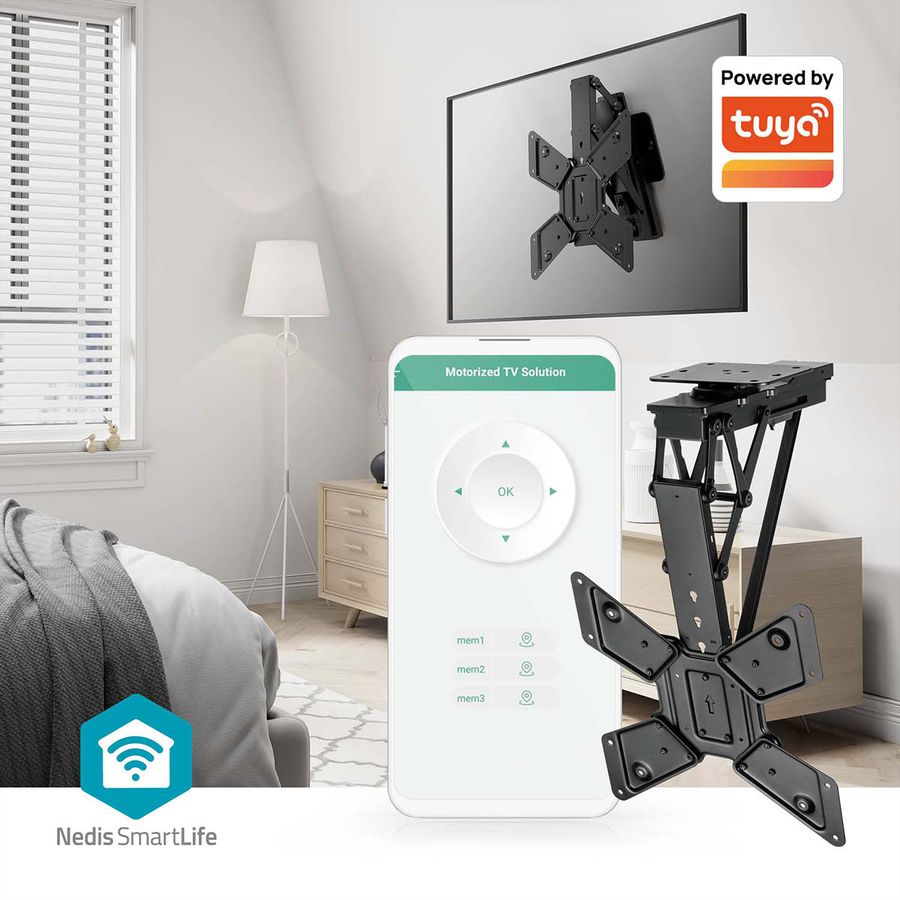 Nedis SmartLife motorisierte TV-Deckenhalterung 23–65" schwarz, Decke, 30 kg, motorisiert