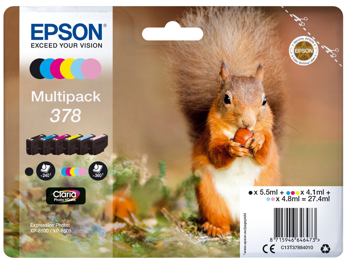 Epson Squirrel Multipack 6-colours 378 Claria Photo HD Ink