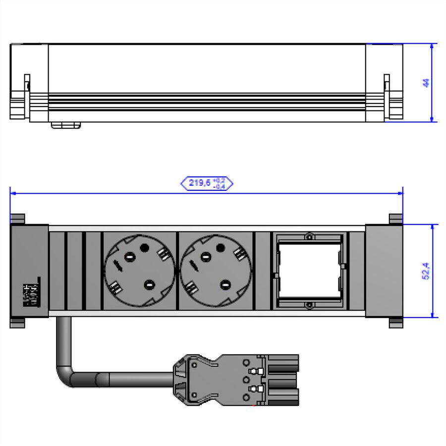 BACHMANN POWER FRAME Small 2x contact de protection 1x ABD