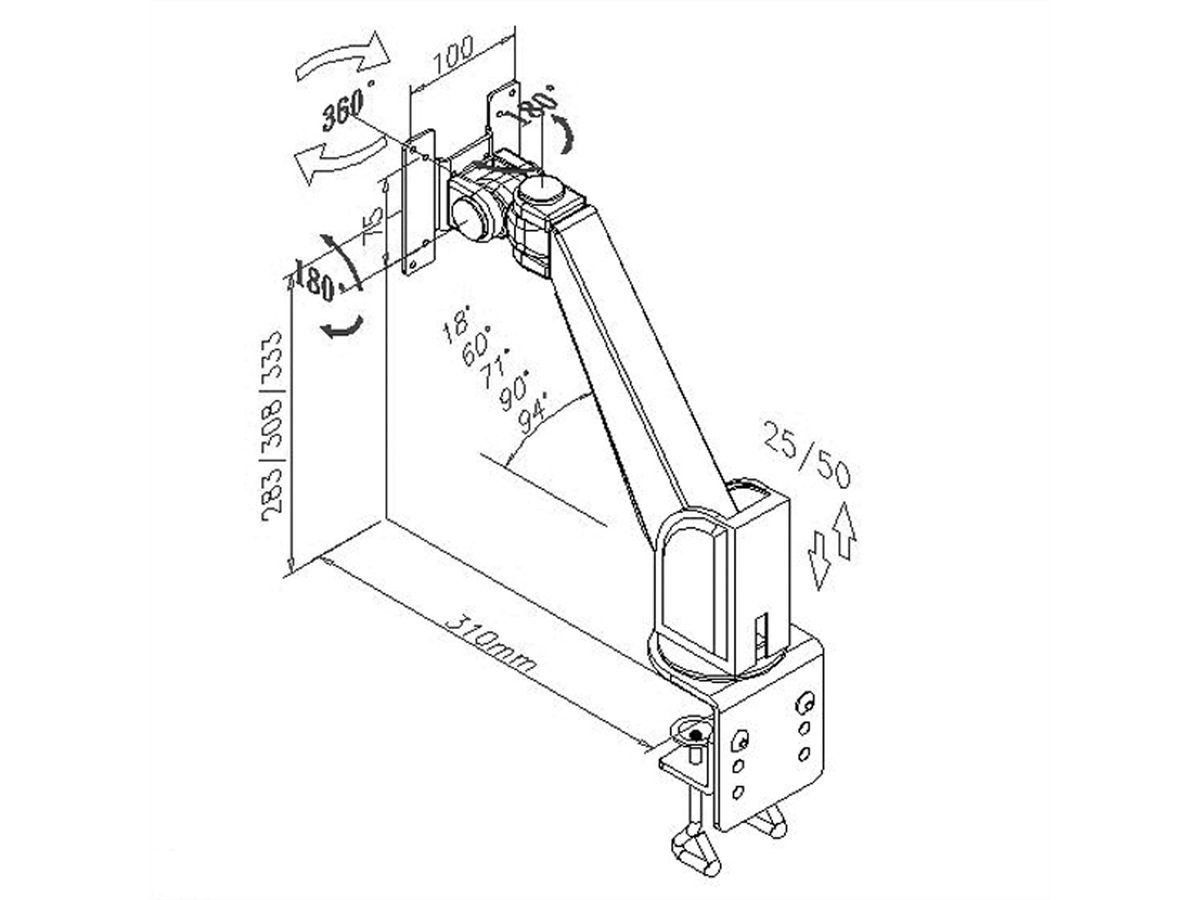 VALUE Bras LCD standard, fixation murale ou sur table