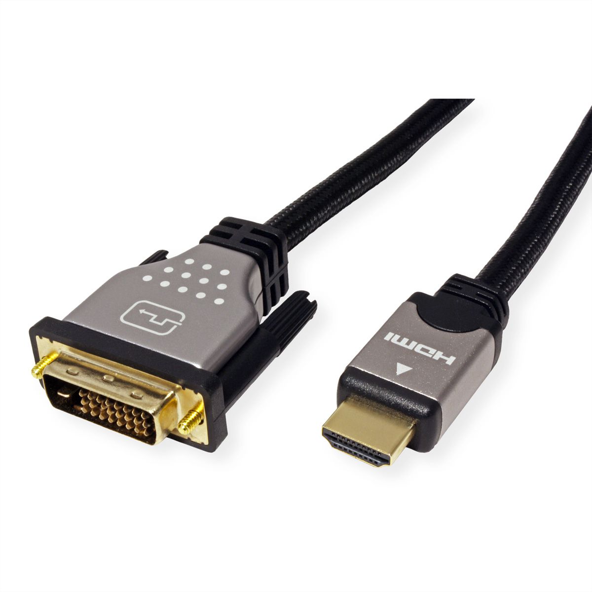 ROLINE Monitorkabel DVI (24+1) - HDMI, ST/ST, schwarz / silber, 2 m