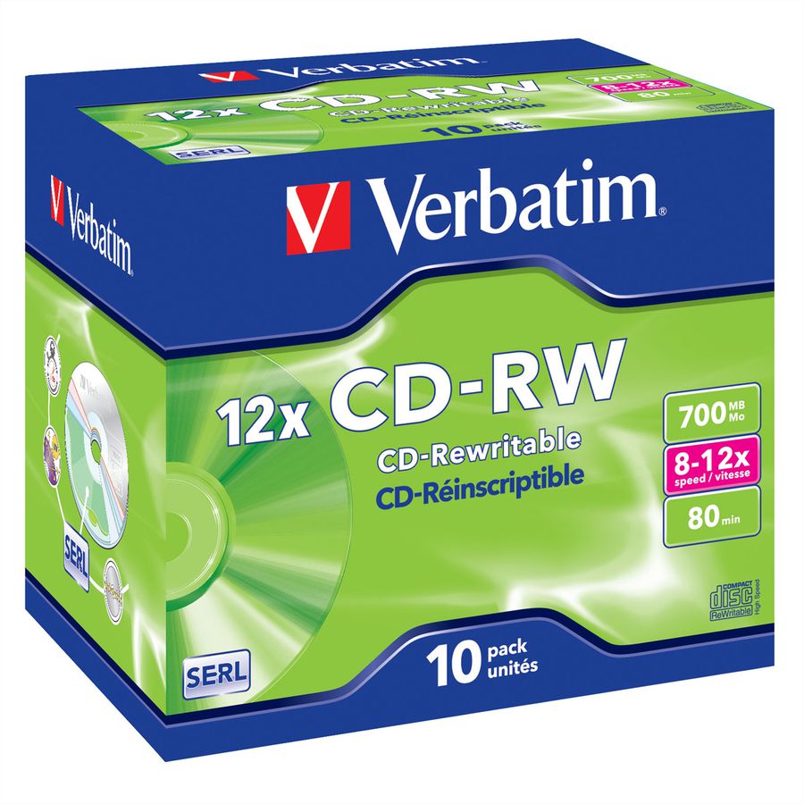 Verbatim CD-RW Jewel 700MB 12x 10 Pack