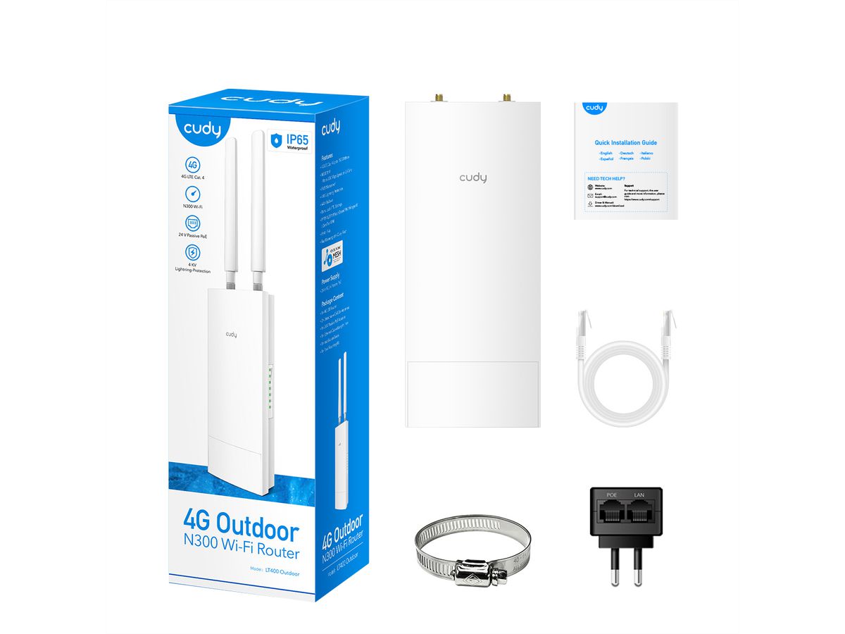CUDY LT400 Outdoor 4G Routeur WiFi, LTE Cat 4 N300