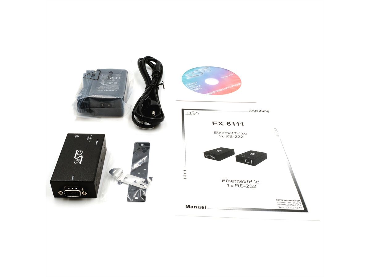 EXSYS EX-6111-2PoE 1 Ethernet PoE zu 1 x Seriell RS-232 inkl Netzteil