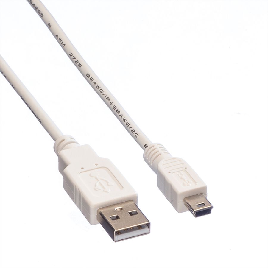 VALUE Câble USB 2.0, type A - mini 5-broches, blanc, 1,8 m