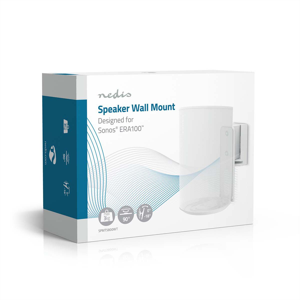 Nedis Lautsprecher-Wandhalterung für Sonos Era100 weiss, Wand, 3 kg, neig- und drehbar