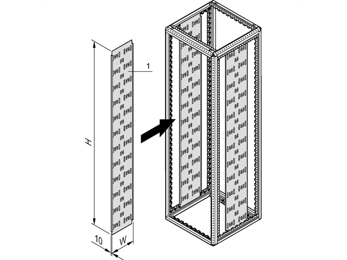 SCHROFF Panneau de câbles Varistar, 2200H 150W