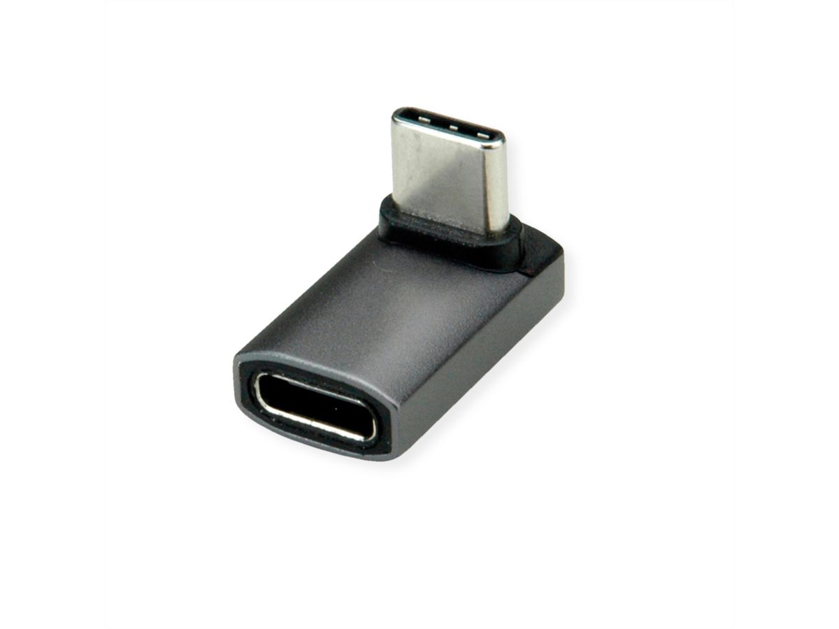 ROLINE USB4 Gen 3x2 Adapter Typ C ST/BU, Aluminium, 90°, breit, silberfarben