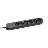 BACHMANN Prise multiple, 6x sans interrupteur, noir, 5 m