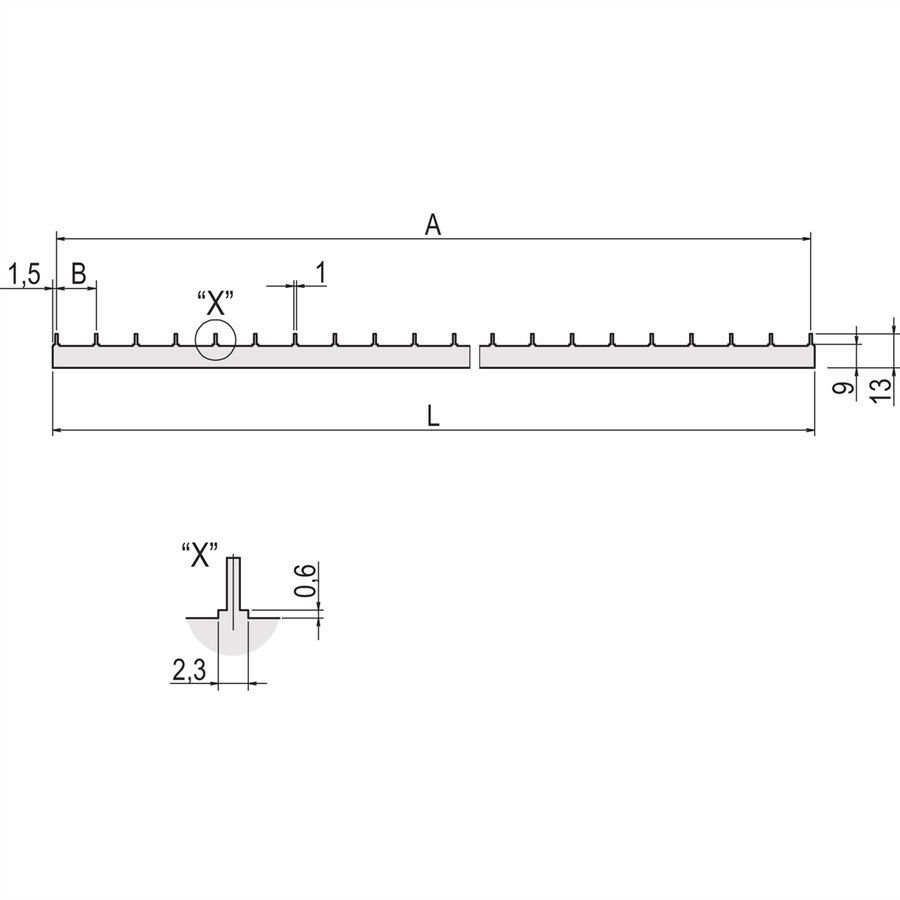 Barre de distribution pour circuits imprimés SCHROFF, 3 HP L328.1 mm