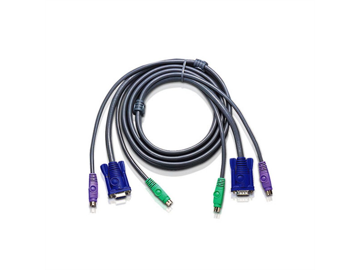 ATEN 2L-5002P/C Câble KVM fin PS/2, gris, 1,8 m