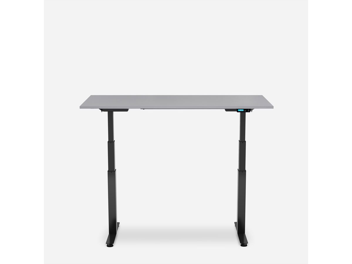 WRK21 Schreibtisch Work 140 x 80 cm, Höhenverstellbar, Grau Uni / Schwarz