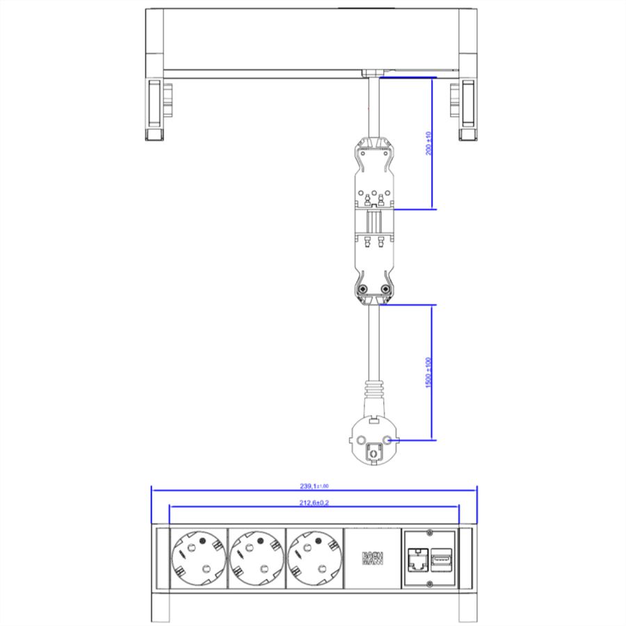 BACHMANN DESK2 3x CEE7/3 1x CAT6A 1x USB