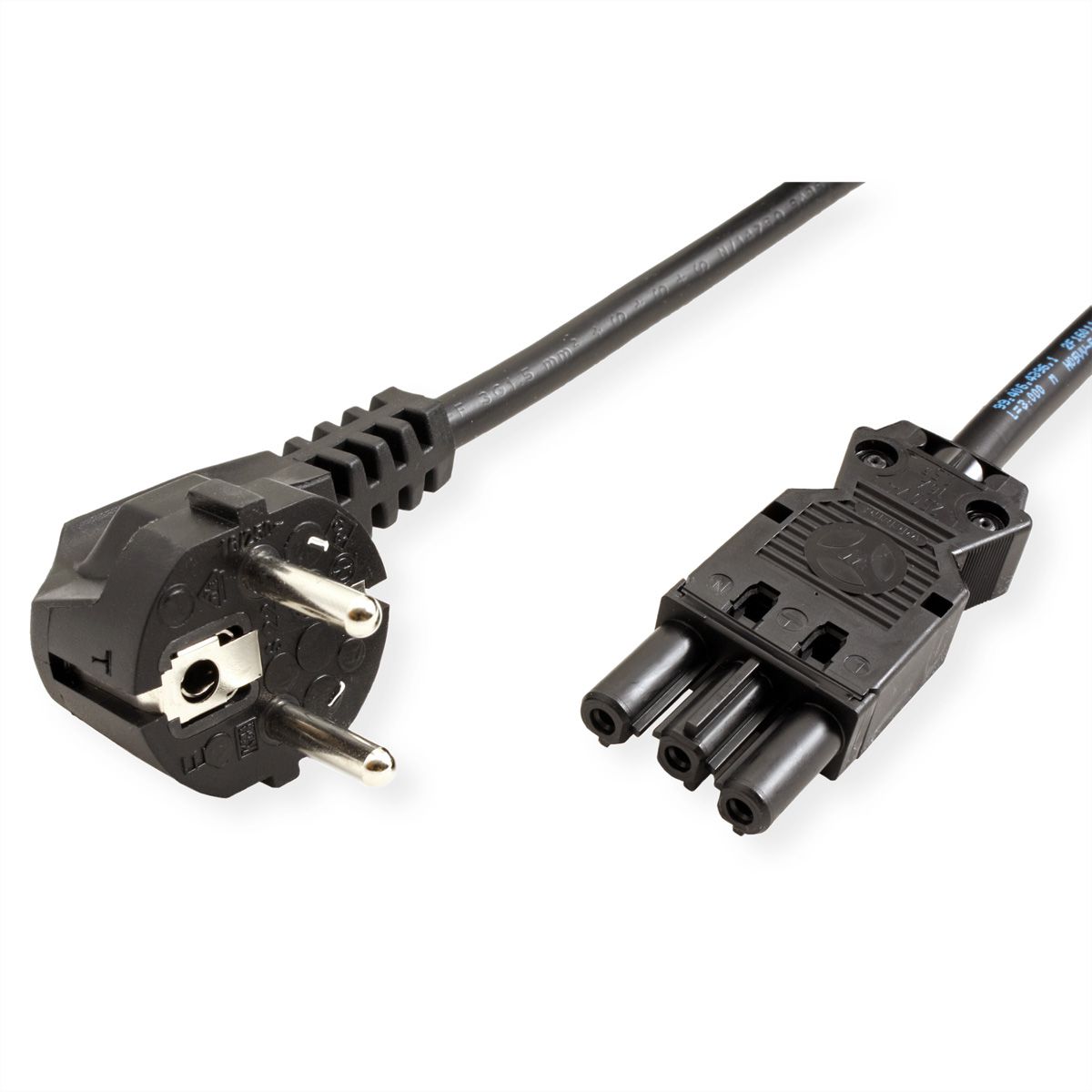 BACHMANN Gerätezuleitung Schutzkontakt/Gerätekupplung GST18-3, halogenfrei, schwarz, 2 m