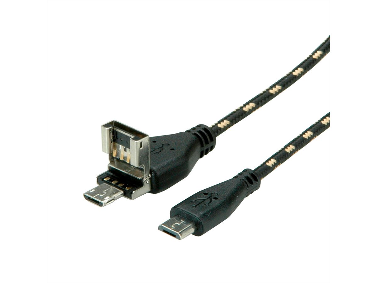 ROLINE GOLD Câble USB 2.0, OTG, A + Micro B - Micro B, M/M, 1 m
