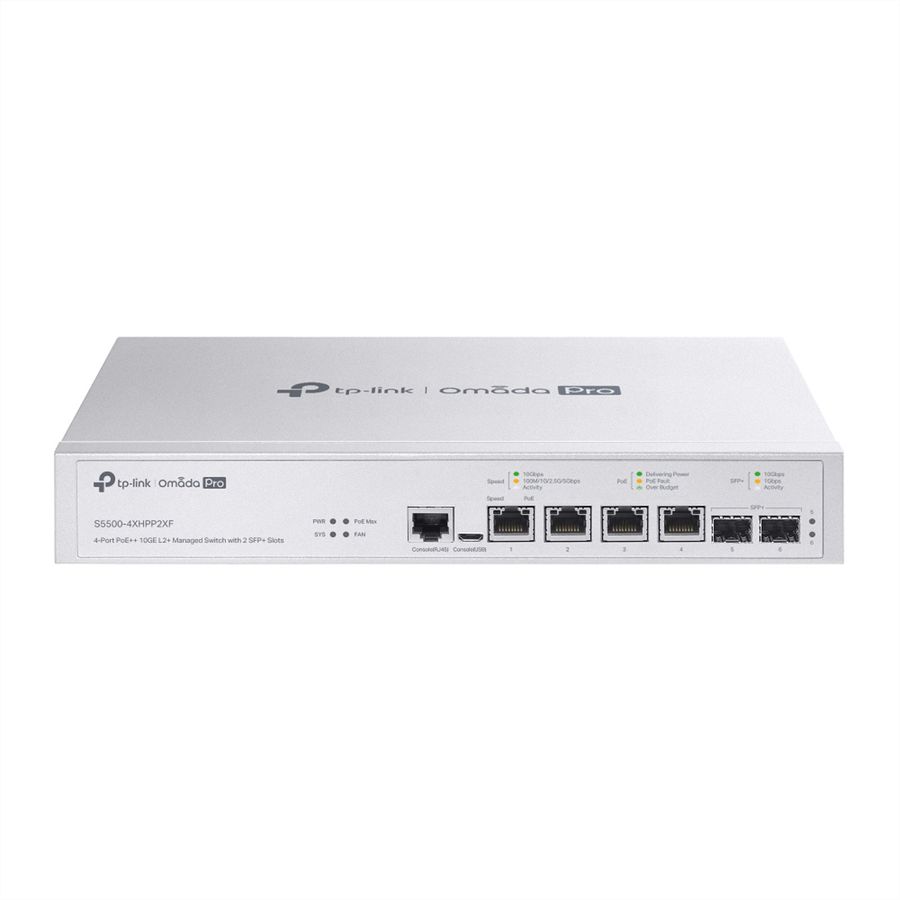TP-Link Campus Switch S5500-4XHPP2XF , 4x10G PoE++ 2xSFP+ Managed Switch