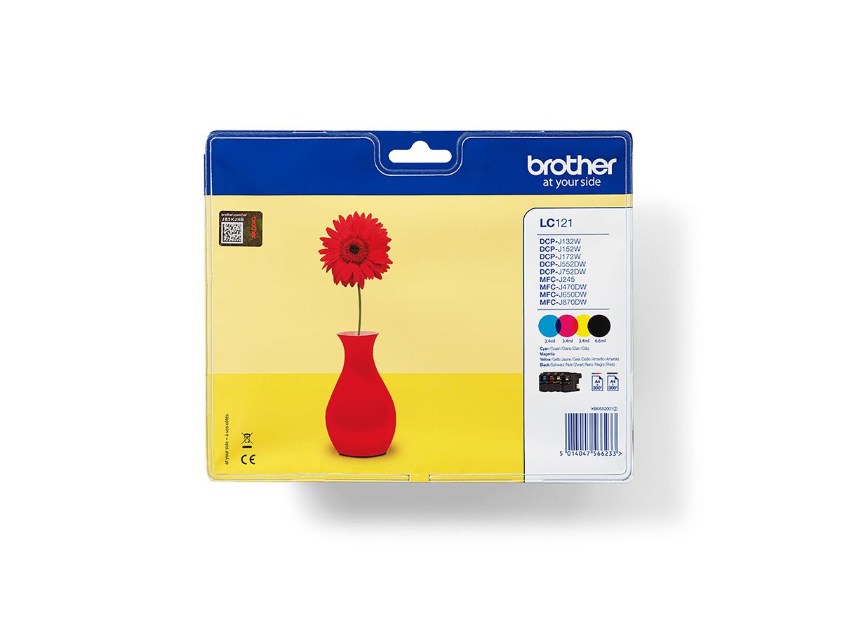 Brother LC121VALBPDR Druckerpatrone 4 Stück(e) Original Schwarz, Cyan, Magenta, Gelb