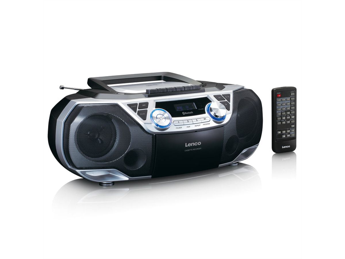 **DEMO**Lenco Boombox SCD-120SI silber, FM, CD, Kassette, USB,BT,RC