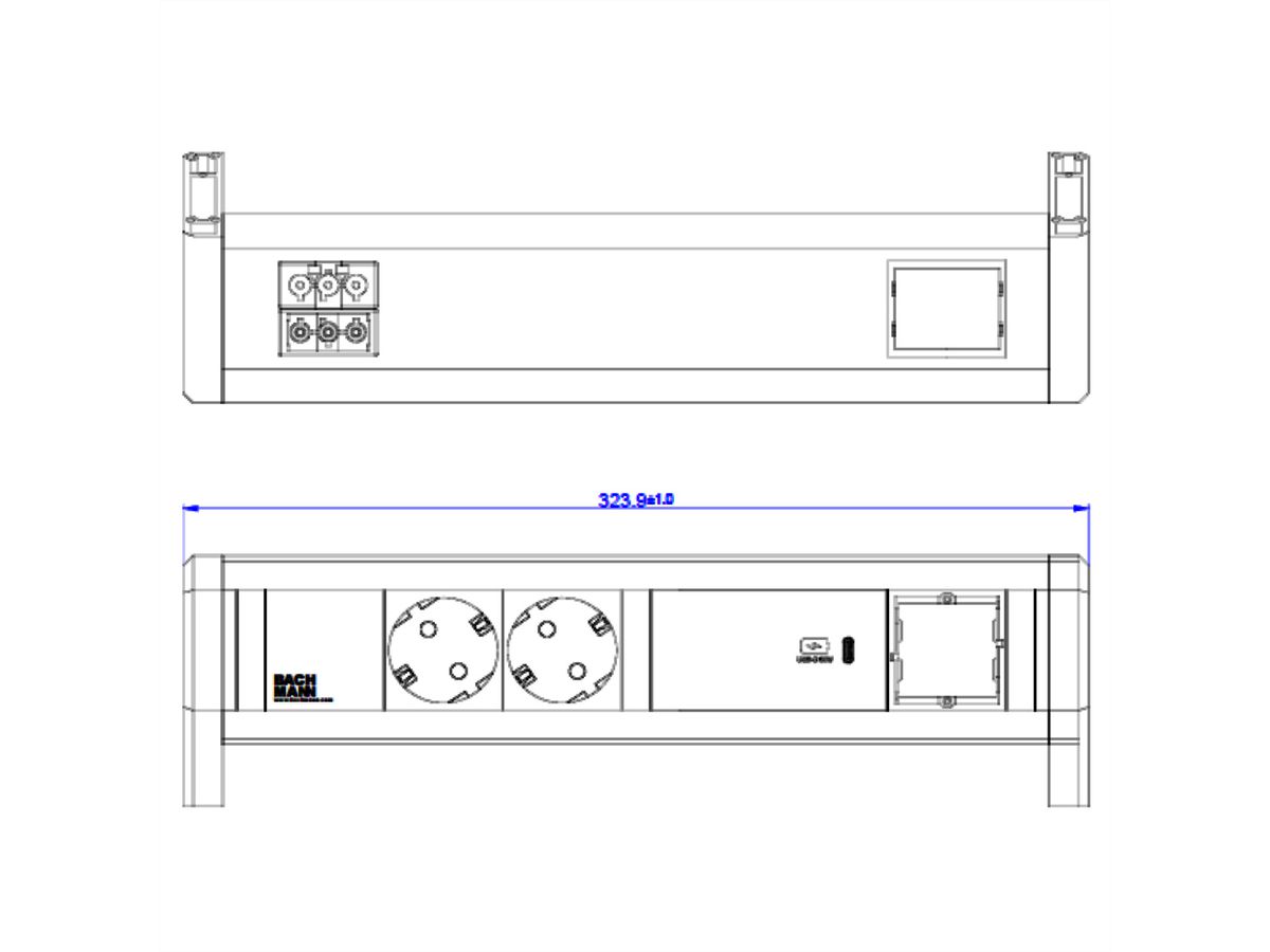 BACHMANN DESK 2x contact de protection USB C