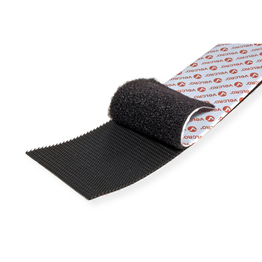 VELCRO® Bande 50mmx5m noir, crochets&velours autocollants extra fort
