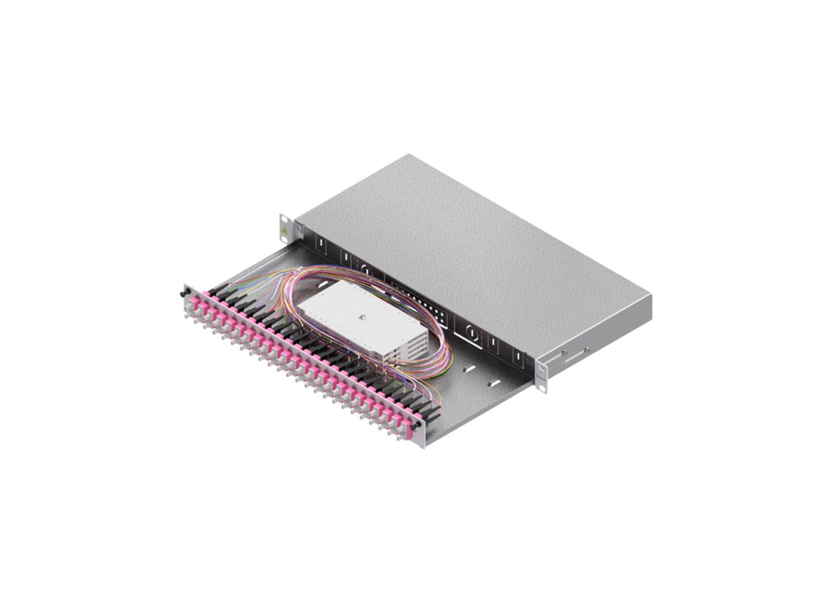 EasyLan LWL-Spleißbox Grade C 19-Zoll 1HE, 24 Ports, 24x SC-Duplex, OM4