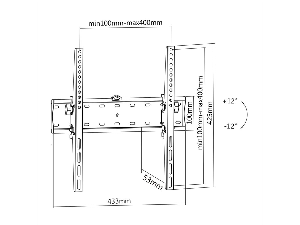 VALUE TV-Wandhalterung, neigbar, 32-55 Zoll, bis 40 kg