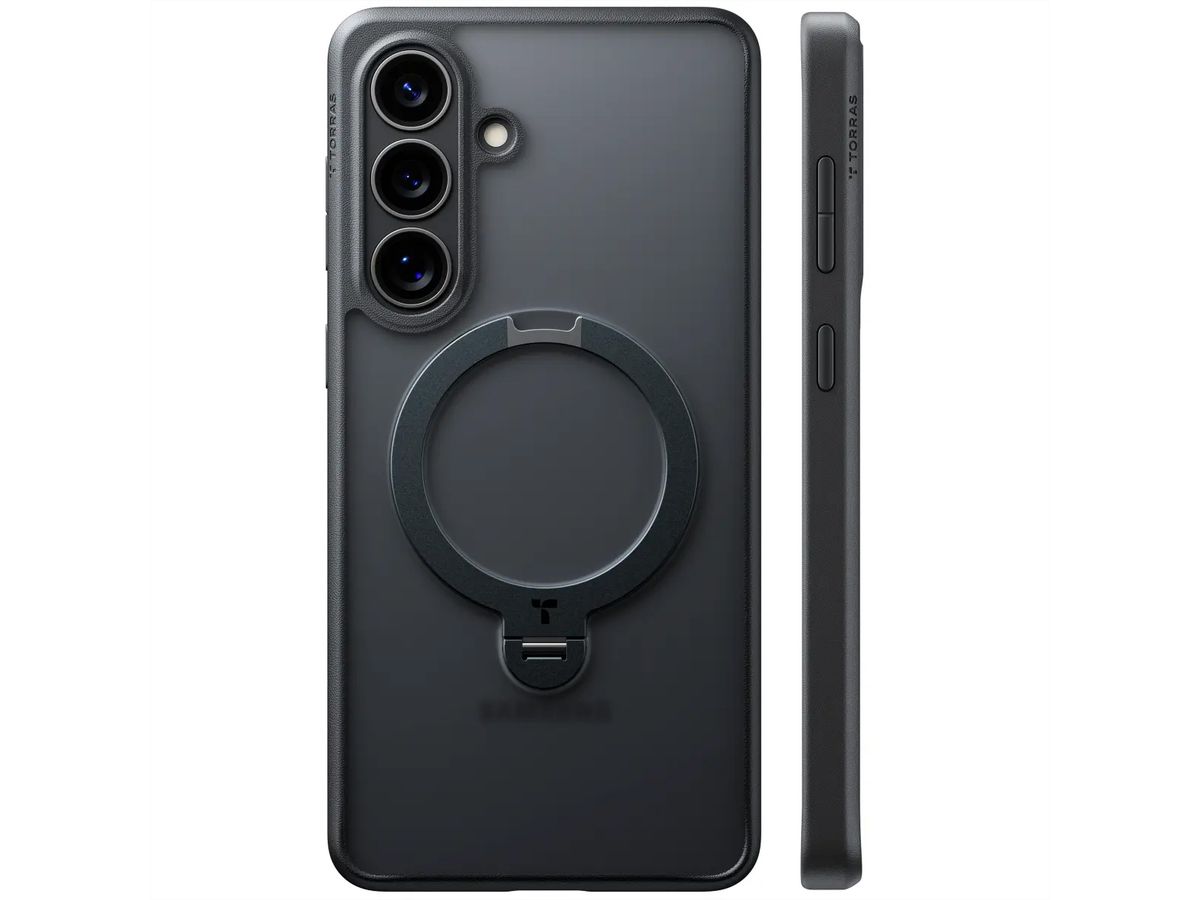 Torras Ostand 360° Spin Schutzhülle, Galaxy S26 Plus, schwarz