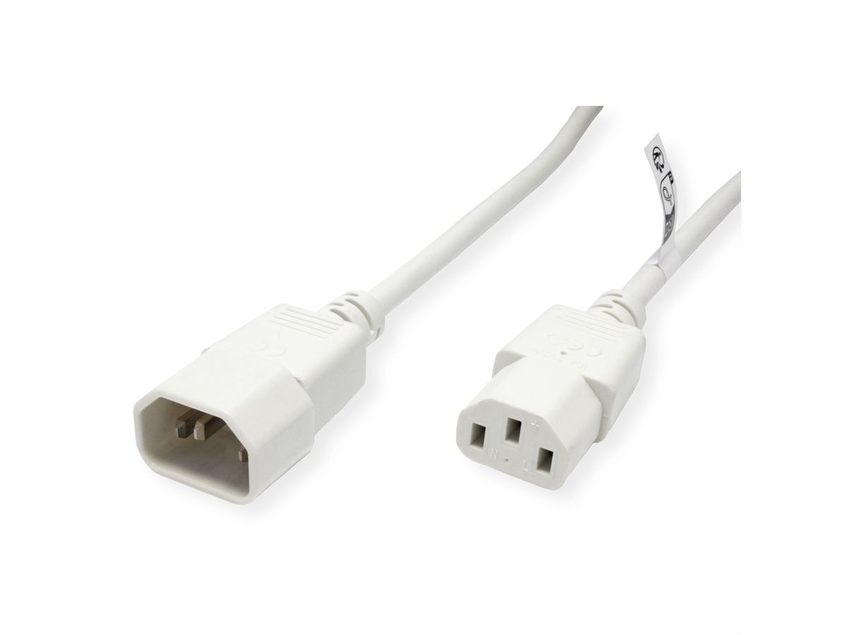 ROLINE GREEN Câble d'alimentation, IEC 320 C14 - C13, blanc, 3 m