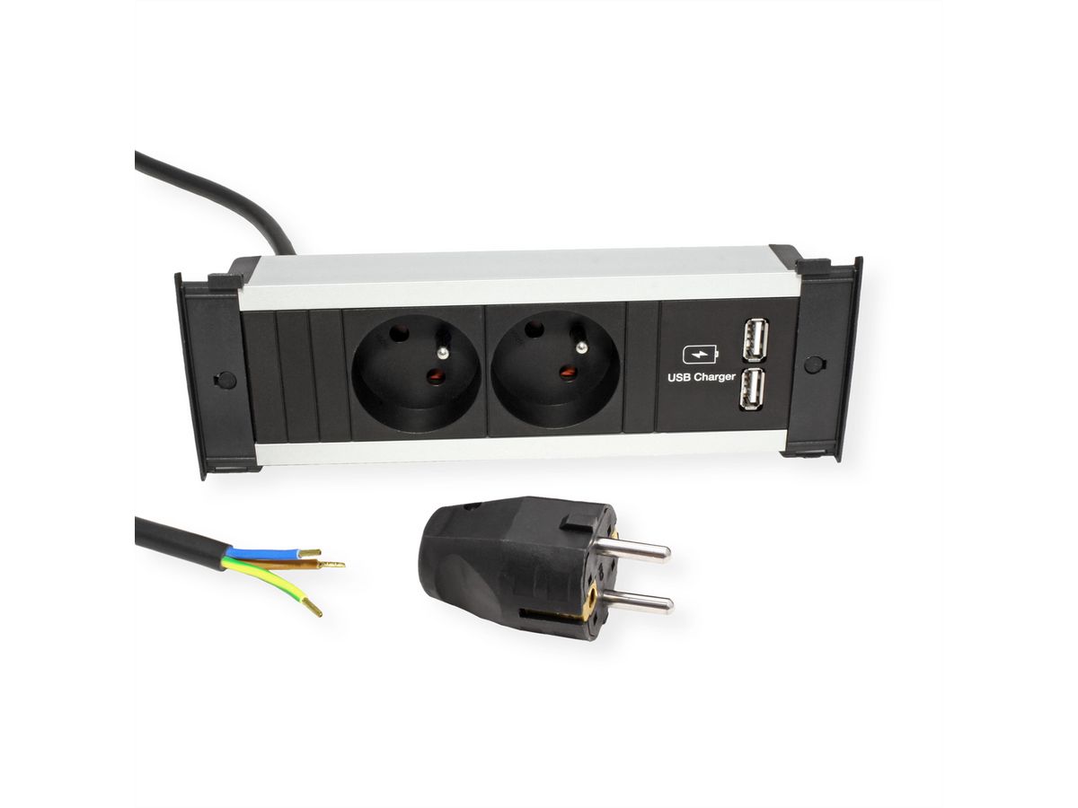 BACHMANN KAPSA S 2xUTE 1xUSB Charger Strom 2,0m CEE7/7