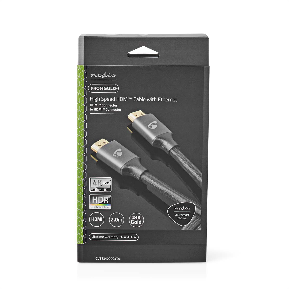 Nedis HDMI High Speed Kabel mit Ethernet, grau, 2 m