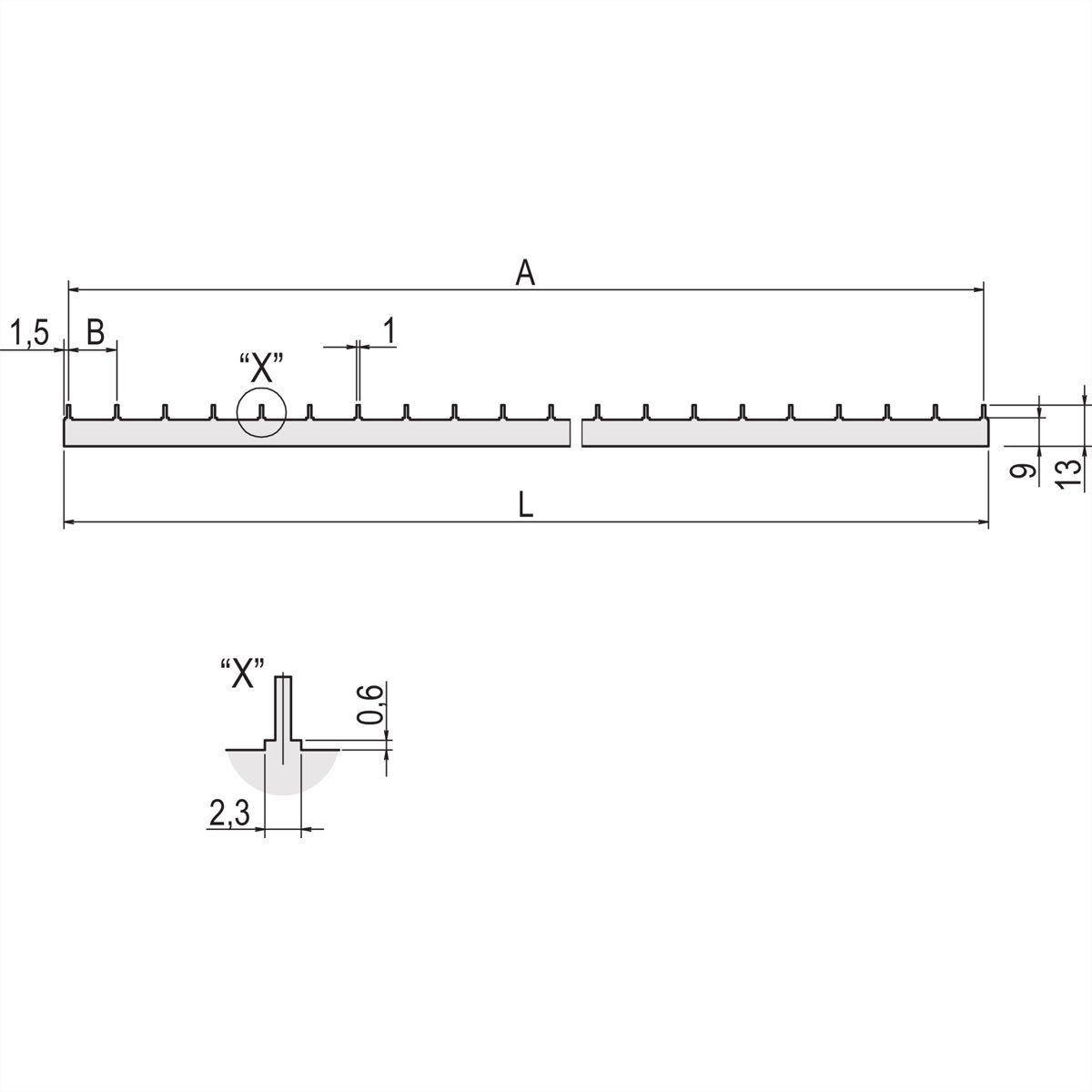 Barre de distribution de circuits imprimés SCHROFF, 3 HP L216.3mm
