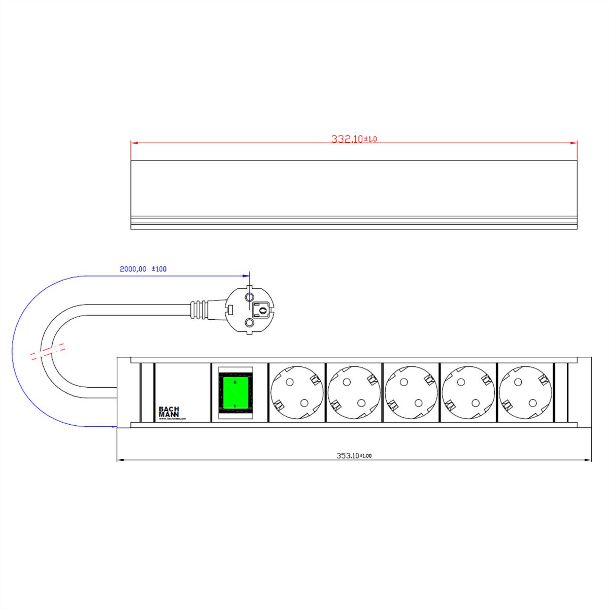 BACHMANN CONNECT LINE 5x contact de protection, N07V3V3-F3G1,5