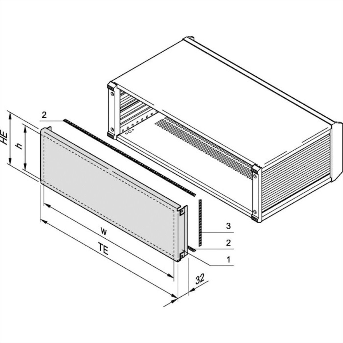 SCHROFF PropacPRO CEM Panneau arrière, pleine largeur, 2 U, 42 HP